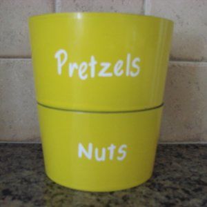 Vintage Mid Century Modern MCM Nuts Pretzels Server Bowls Yellow Black